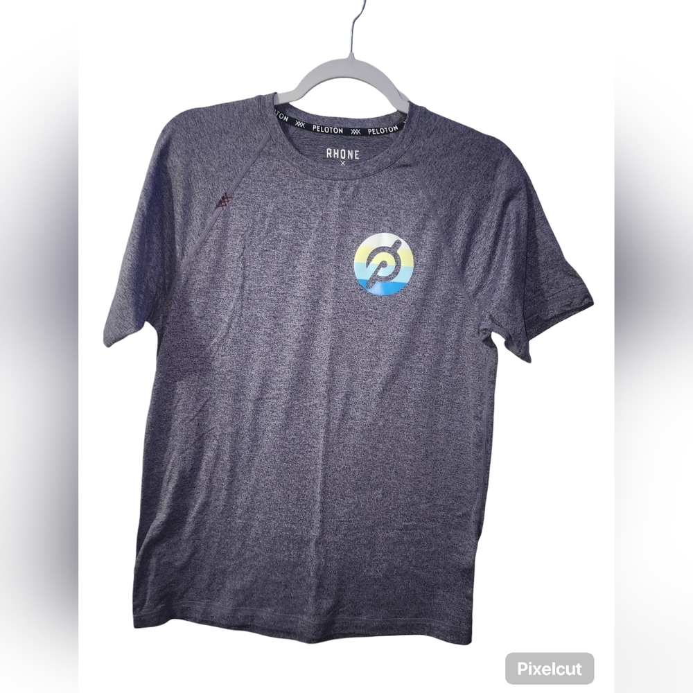 Rhone x Peloton Shirt Mens Small Purple Gray Heathered Workout  Short Sleeve​